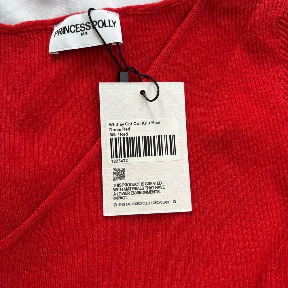 Princess Polly Red Whitley Cut-Out Knit Maxi Sweater Sz M/L - Picture 5 of 9
